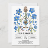 アコーお洒落スティックギターボーイ誕生日 招待状 (正面)