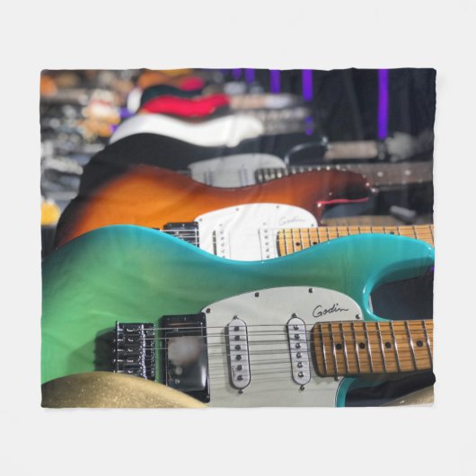 アコーかわいらしスティックギター フリースブランケット (正面(横))