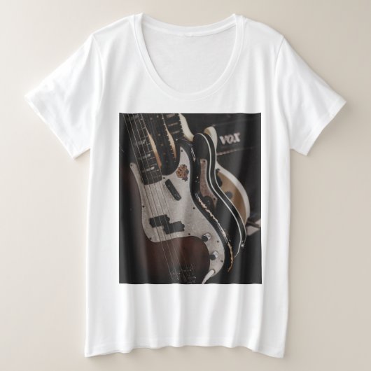アコーカッコいいスティックギター プラスサイズTシャツ (デザイン正面)