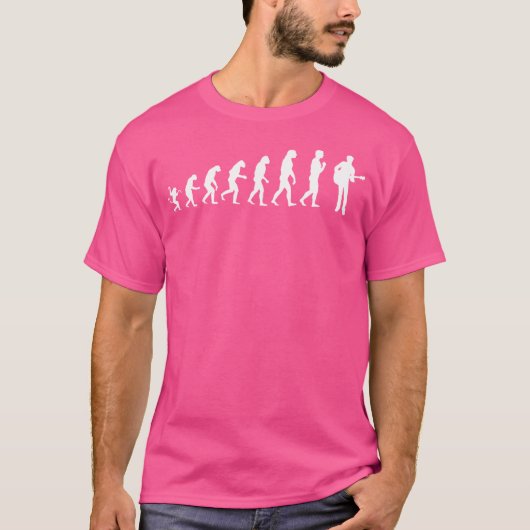 アコースティックおもしろいギターの進化 Tシャツ (正面)