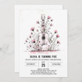 アコースティックおもしろいギター誕生日 招待状 (正面/裏面)