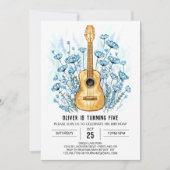 アコースティックお洒落ギターボーイ誕生日 招待状 (正面)