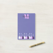 アコースティックエレキギター紫ピンクモノグラム ポストイット (デスク上)
