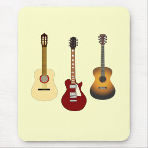 アコースティックエレクトリックギターミュージシャンバンドギタリスト マウスパッド