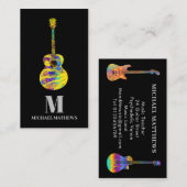 アコースティックエレクトリックギター音楽先生モノグラム 名刺 (正面/裏面)