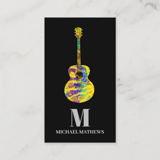 アコースティックエレクトリックギター音楽先生モノグラム 名刺 (正面)