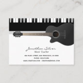 アコースティックカスタムギターピアノ鍵音楽先生 名刺 (裏面)