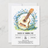 アコースティックキッズギターボーイ誕生日 招待状 (正面)