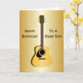 アコースティックギタパーソナライズされたーソン誕生日カード カード (黄色い花)