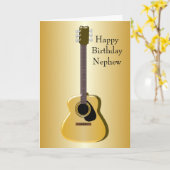 アコースティックギタパーソナライズされたー甥誕生日 カード (黄色い花)
