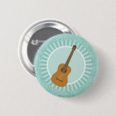 アコースティックギターおもしろいターコイズスワールミュージック 缶バッジ (正面&裏面)