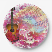 アコースティックギターおよび蝶 ペーパープレート (正面)