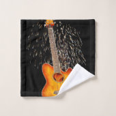 アコースティックギターと花火 バスタオルセット (ウォッシュタオル)