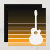 アコースティックギターのシルエット : アンバー フェード 招待状 (正面/裏面)