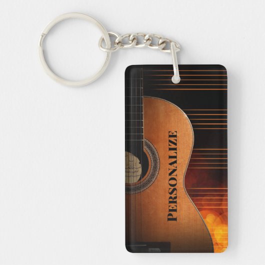 アコースティックギターのパーソナライズ キーホルダー (正面)