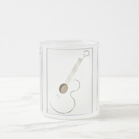 アコースティックギターのロゴのデザインのマグ フロストグラスマグカップ (中央)