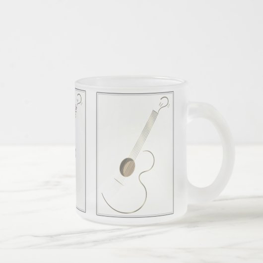 アコースティックギターのロゴのデザインのマグ フロストグラスマグカップ (右)