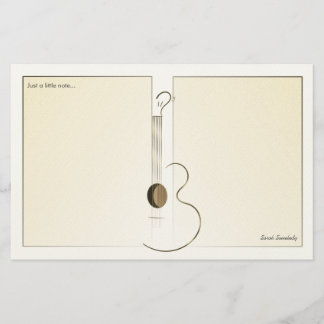 アコースティックギターのロゴのデザインのNotepaper 便箋
