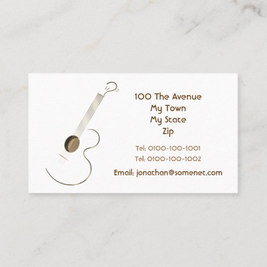 アコースティックギターのロゴの名刺のテンプレート 名刺 (裏面)