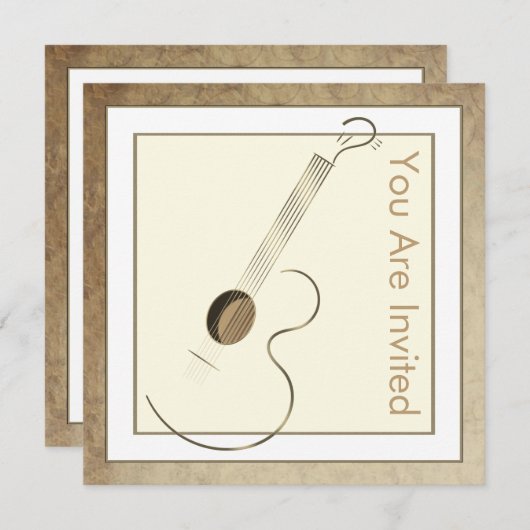 アコースティックギターのロゴ招待状 招待状 (正面/裏面)