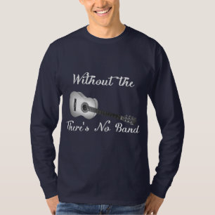 アコースティックギターの人の長袖の暗闇のティー Tシャツ