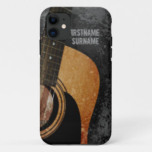 アコースティックギターの灰色のグランジでカスタムなiPhone 5 iPhone 11 ケース