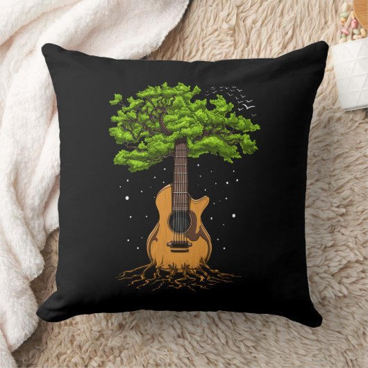 アコースティックギターの生命の木 クッション (ブランケット)