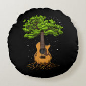 アコースティックギターの生命の木 ラウンドクッション (正面)