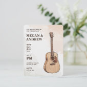 アコースティックギターの芸術的なウェディング 招待状 (スタンド正面)