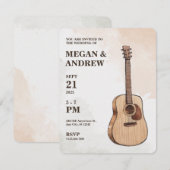 アコースティックギターの芸術的なウェディング 招待状 (正面/裏面)