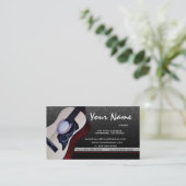 アコースティックギターの音楽業界カード 名刺 (スタンド正面)