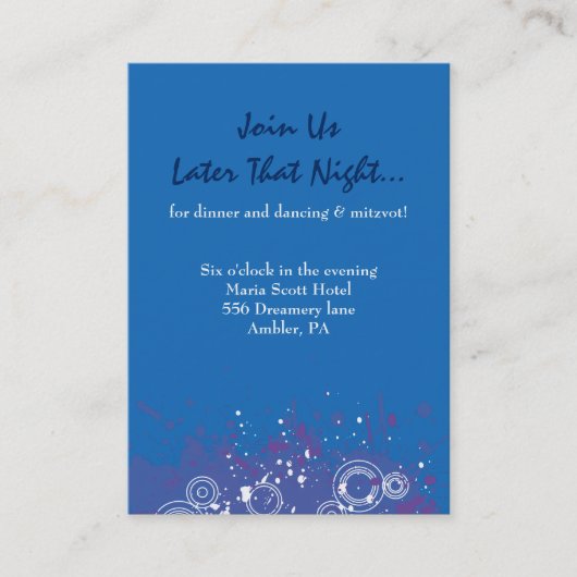 アコースティックギターの音楽的なバーのバルミツワーのパーティーカード 名刺 (正面)