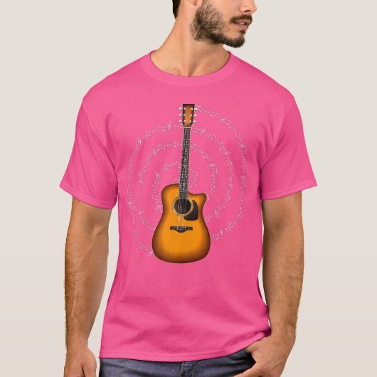 アコースティックギターをテーマにしたギタリスト Tシャツ (正面)