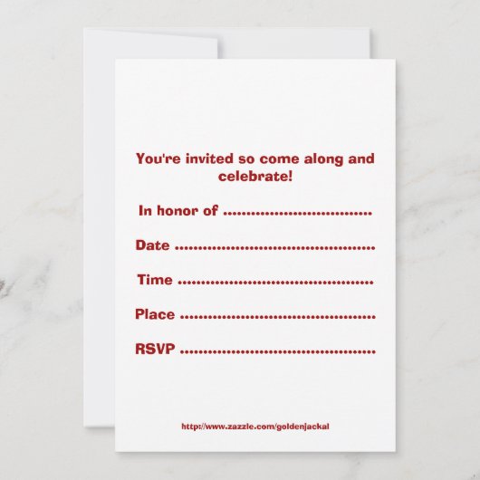 アコースティックギターを持つ誕生日のパーティの招待状 招待状 (裏面)