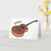 アコースティックギターアニメイラストレーション カード (黄色い花)