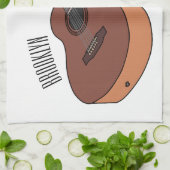 アコースティックギターアニメイラストレーション キッチンタオル (折り畳み)