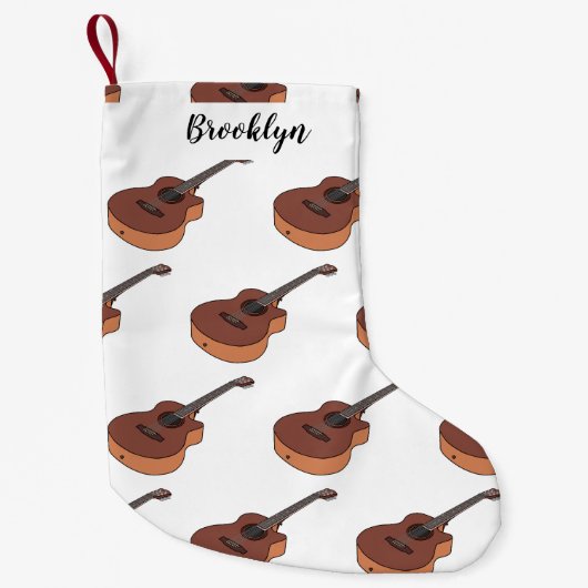 アコースティックギターアニメイラストレーション スモールクリスマスストッキング (正面)