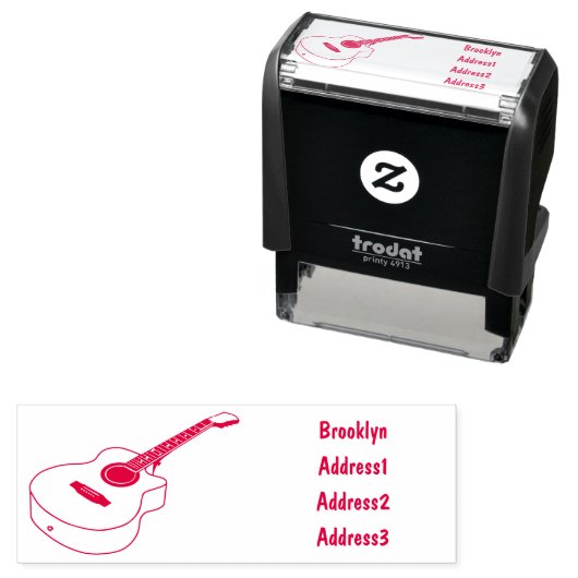 アコースティックギターアニメイラストレーション セルフインキングスタンプ (インサイチュ)