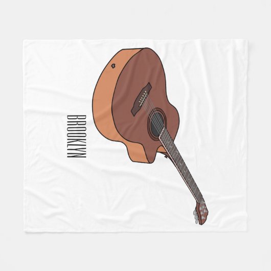 アコースティックギターアニメイラストレーション フリースブランケット (正面(横))