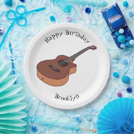アコースティックギターアニメイラストレーション ペーパープレート (パーティー)