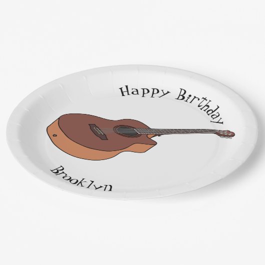 アコースティックギターアニメイラストレーション ペーパープレート (アングル)