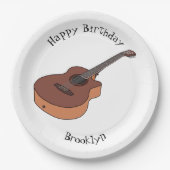アコースティックギターアニメイラストレーション ペーパープレート (正面)