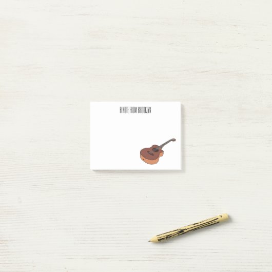 アコースティックギターアニメイラストレーション ポストイット (デスク上)