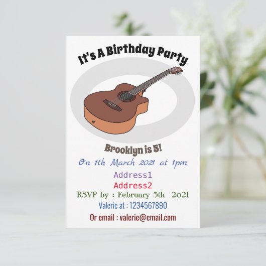 アコースティックギターアニメイラストレーション 招待状 (スタンド正面)