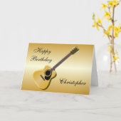 アコースティックギタージャストアドネーム誕生日 カード (黄色い花)