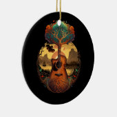 アコースティックギターツリーバイザレイクギタリスト夕日 セラミックオーナメント (右)