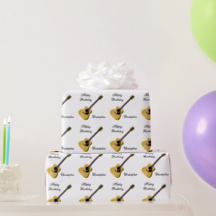 アコースティックギターデザイン 誕生日 ラッピングペーパー