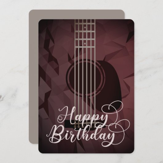 アコースティックギターハッピーバースデーフラットカード (正面/裏面)