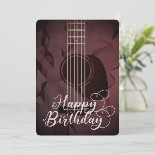 アコースティックギターハッピーバースデーフラットカード (スタンド正面)