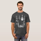 アコースティックギターハートビートギターミュージシャン Tシャツ (正面フル)